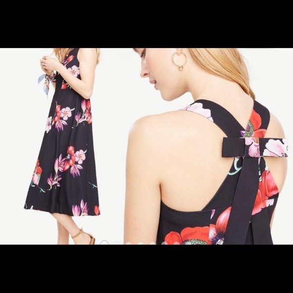 Ann Taylor bow back floral midi dress size 4 great condition - Picture 5 of 8